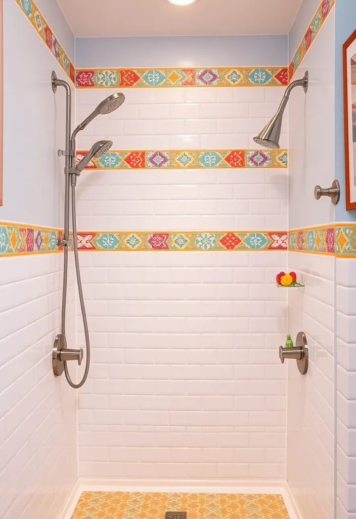 26 Stylish Shower Tile Trim Ideas That Will Transform Your Bathroom into a Spa Oasis! - 13. Playful Patterned Trim