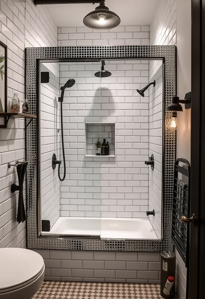 26 Stylish Shower Tile Trim Ideas That Will Transform Your Bathroom into a Spa Oasis! - 19. Industrial Metal Trim