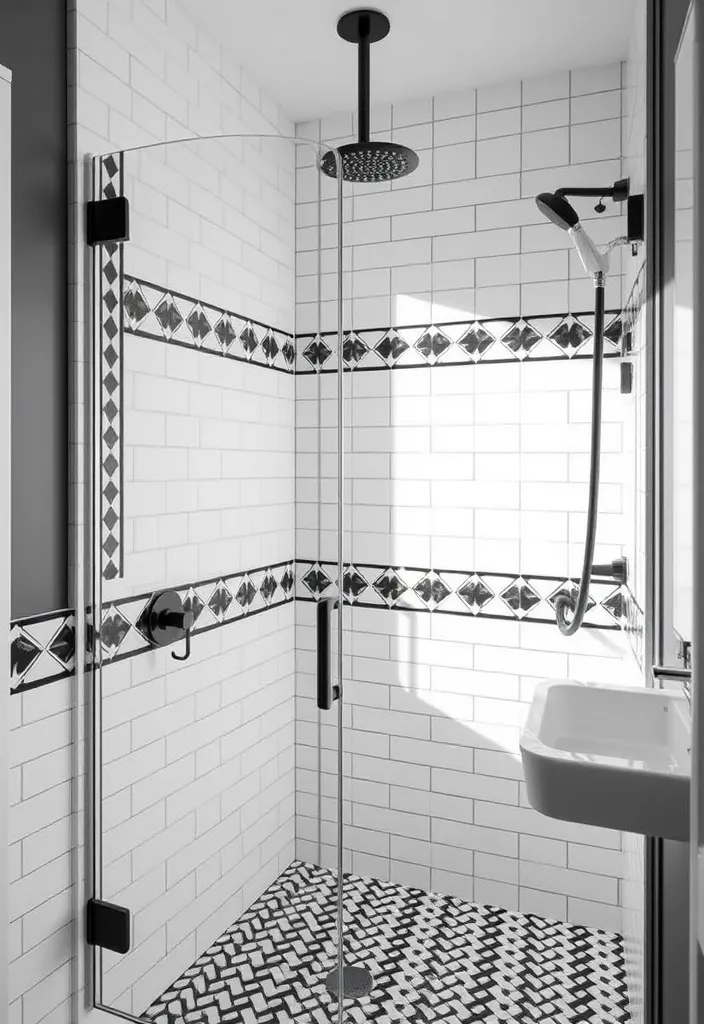 26 Stylish Shower Tile Trim Ideas That Will Transform Your Bathroom into a Spa Oasis! - 8. Geometric Tile Trim