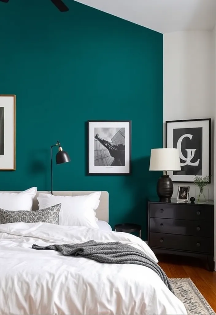 26 White and Turquoise Bedroom Ideas for a Fresh Look That Will Blow Your Mind! - 14. Dark and Light: Contrasting Tones