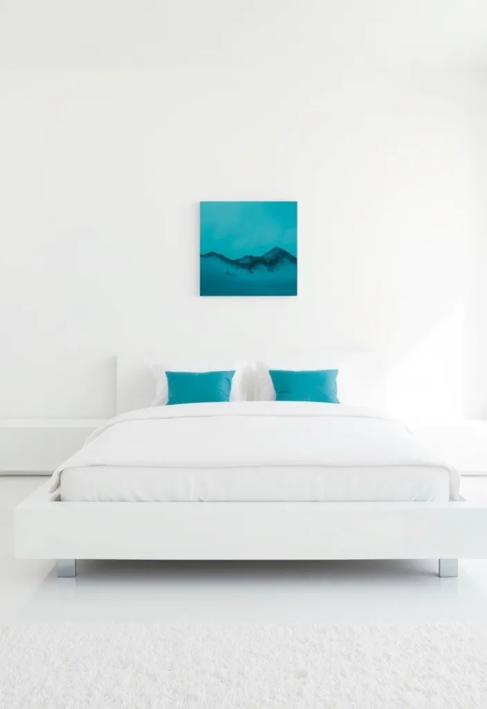 26 White and Turquoise Bedroom Ideas for a Fresh Look That Will Blow Your Mind! - 2. Minimalist Chic: Less is More