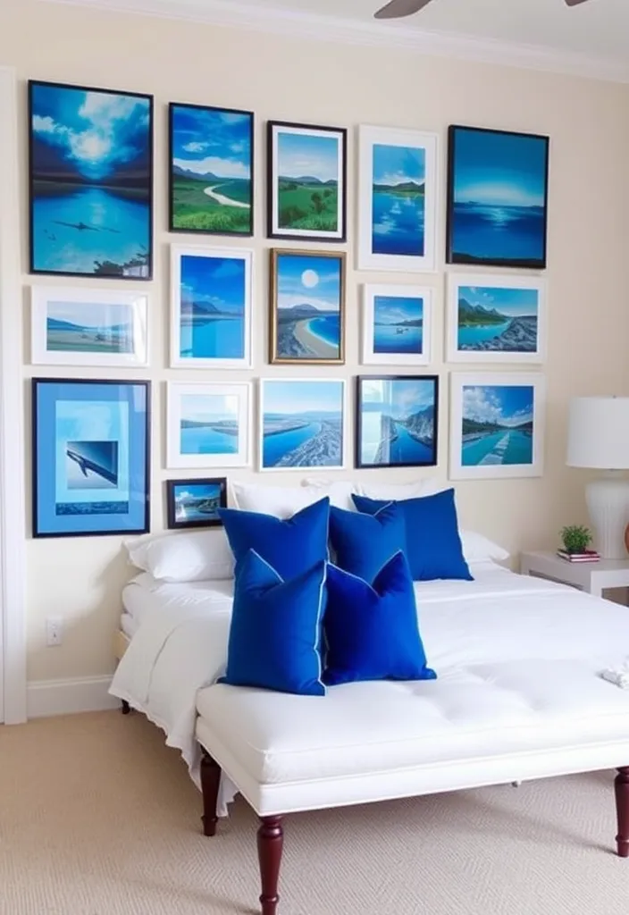 27 Blue Bedroom Ideas That'll Transform Your Space into a Calming Haven! - 14. Blue Wall Art