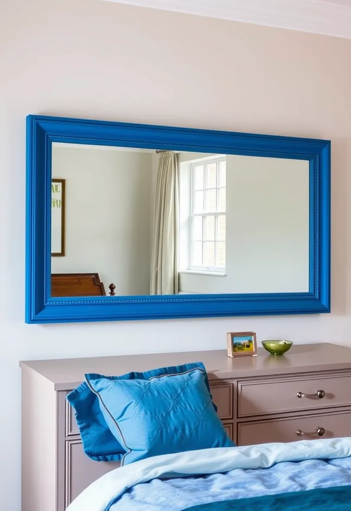 27 Blue Bedroom Ideas That'll Transform Your Space into a Calming Haven! - 17. Blue Mirrors for Reflection