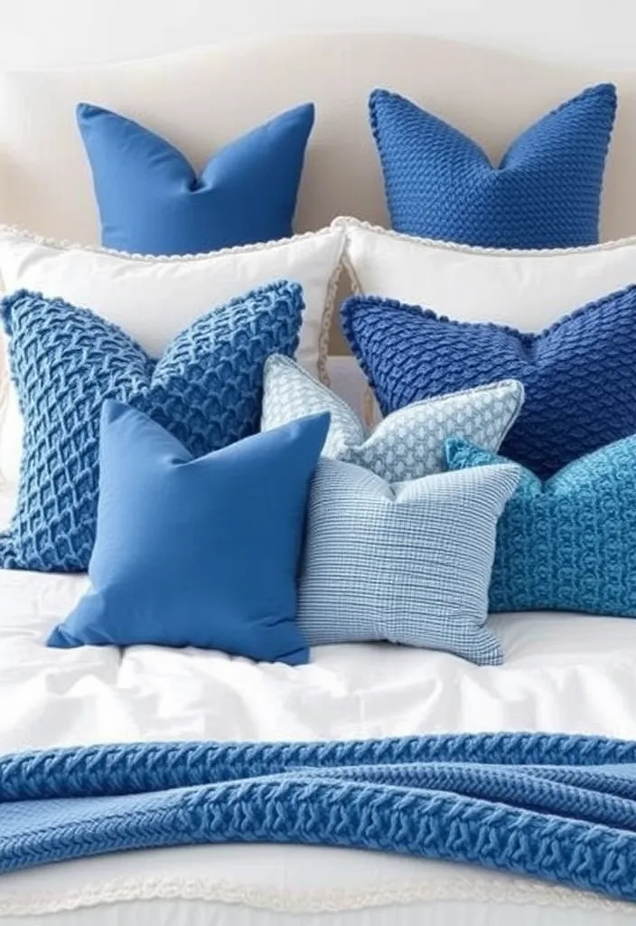 27 Blue Bedroom Ideas That'll Transform Your Space into a Calming Haven! - 21. Blue Accent Pillows