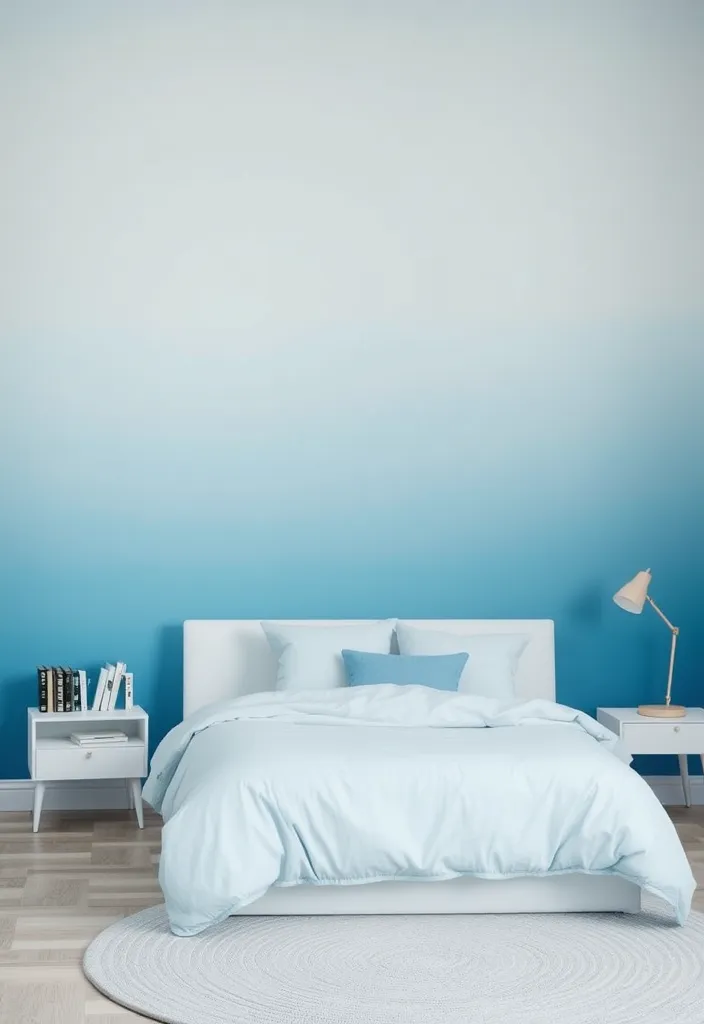 27 Blue Bedroom Ideas That'll Transform Your Space into a Calming Haven! - 3. Soft Blue Ombre Walls