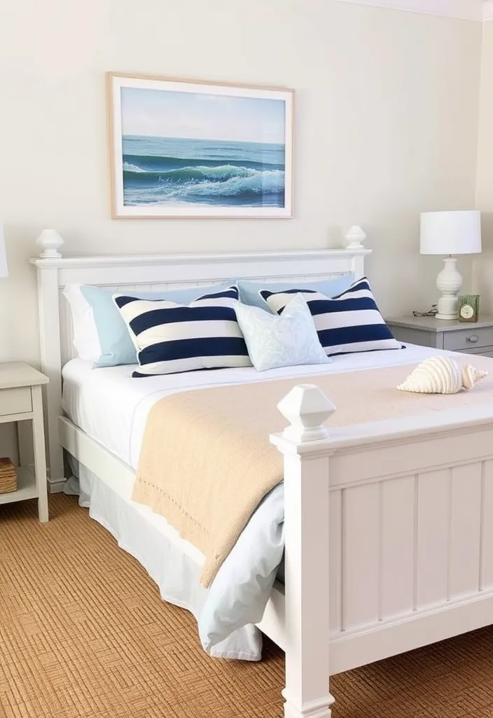 27 Blue Bedroom Ideas That'll Transform Your Space into a Calming Haven! - 4. Coastal Blue Decor Accents