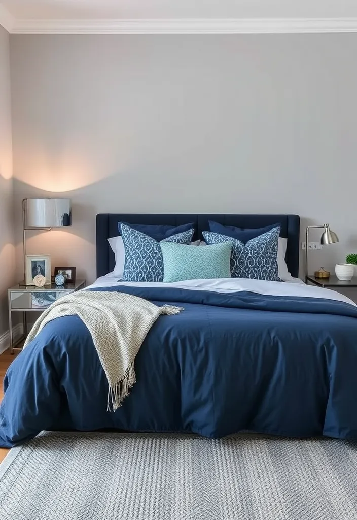 27 Blue Bedroom Ideas That'll Transform Your Space into a Calming Haven! - 6. Blue and Gray Color Combinations