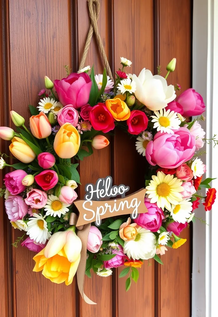 27 Charming Spring Front Porch Decor Ideas That'll Make Your Neighbors Green with Envy! - 1. Floral Wreaths Galore