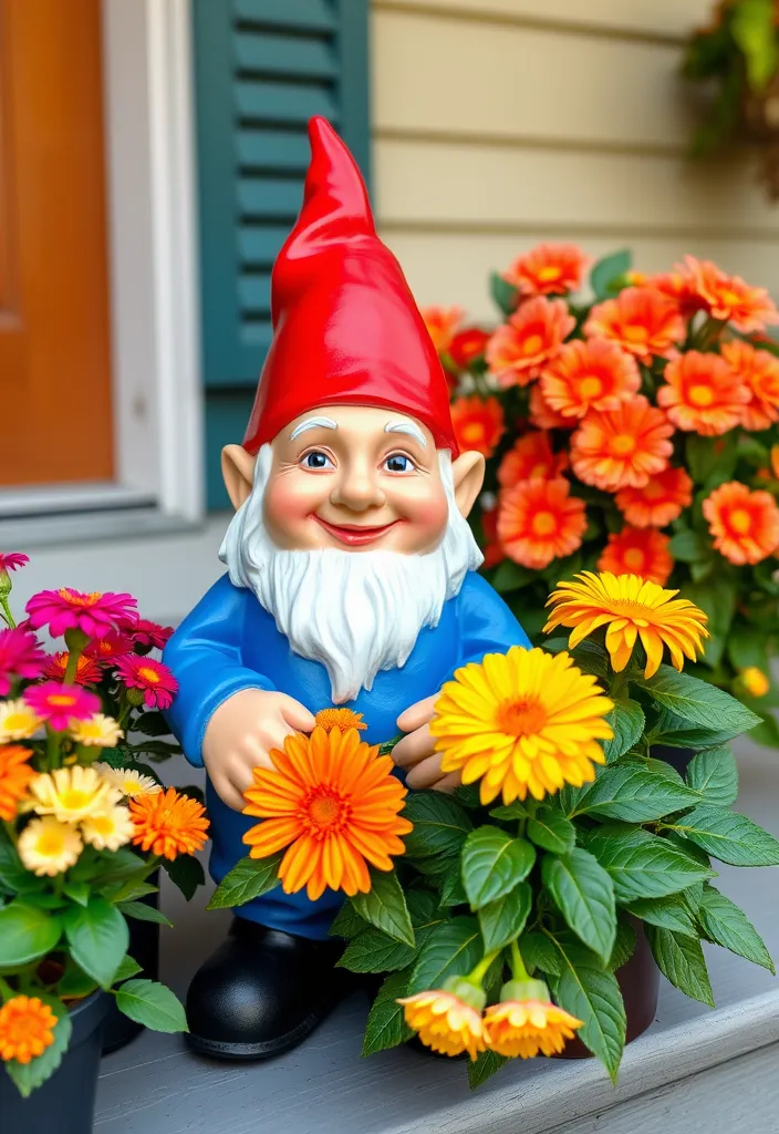 27 Charming Spring Front Porch Decor Ideas That'll Make Your Neighbors Green with Envy! - 10. Fun Garden Gnomes