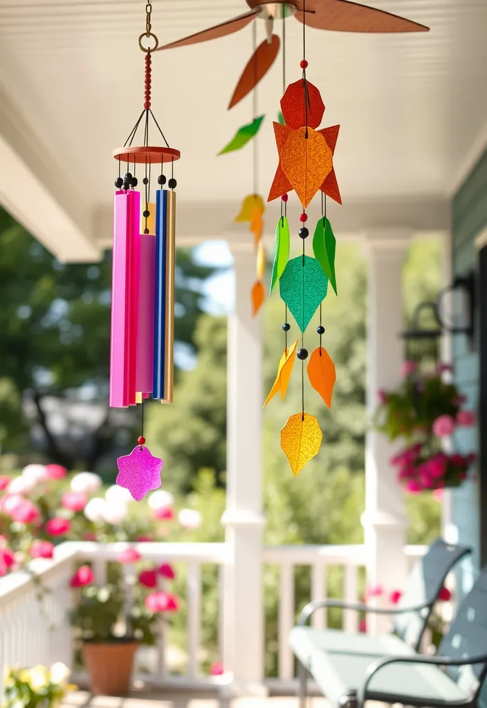 27 Charming Spring Front Porch Decor Ideas That'll Make Your Neighbors Green with Envy! - 17. Playful Wind Chimes