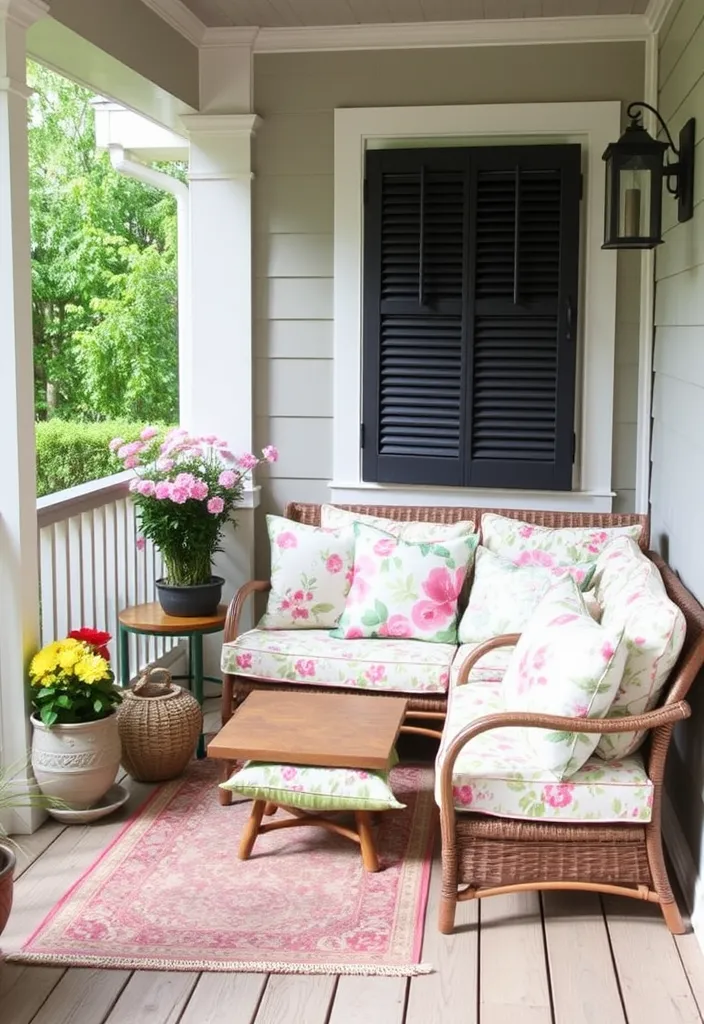 27 Charming Spring Front Porch Decor Ideas That'll Make Your Neighbors Green with Envy! - 18. Adorable Outdoor Cushions