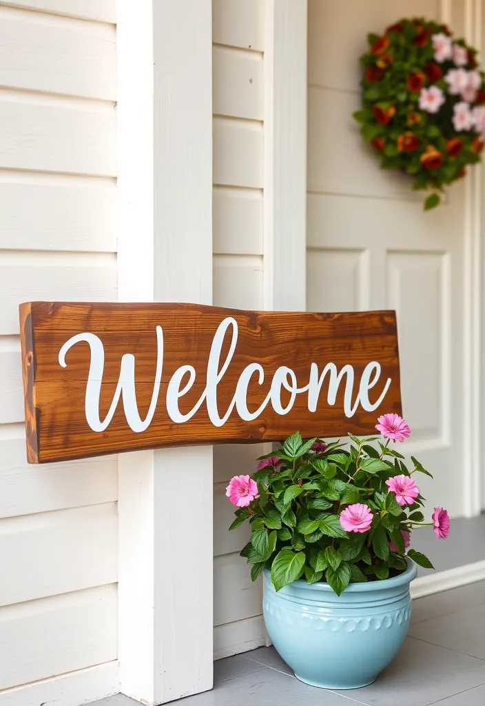 27 Charming Spring Front Porch Decor Ideas That'll Make Your Neighbors Green with Envy! - 4. Whimsical Welcome Signs