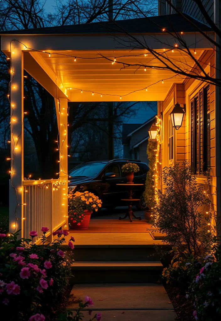 27 Charming Spring Front Porch Decor Ideas That'll Make Your Neighbors Green with Envy! - 8. Charming Fairy Lights