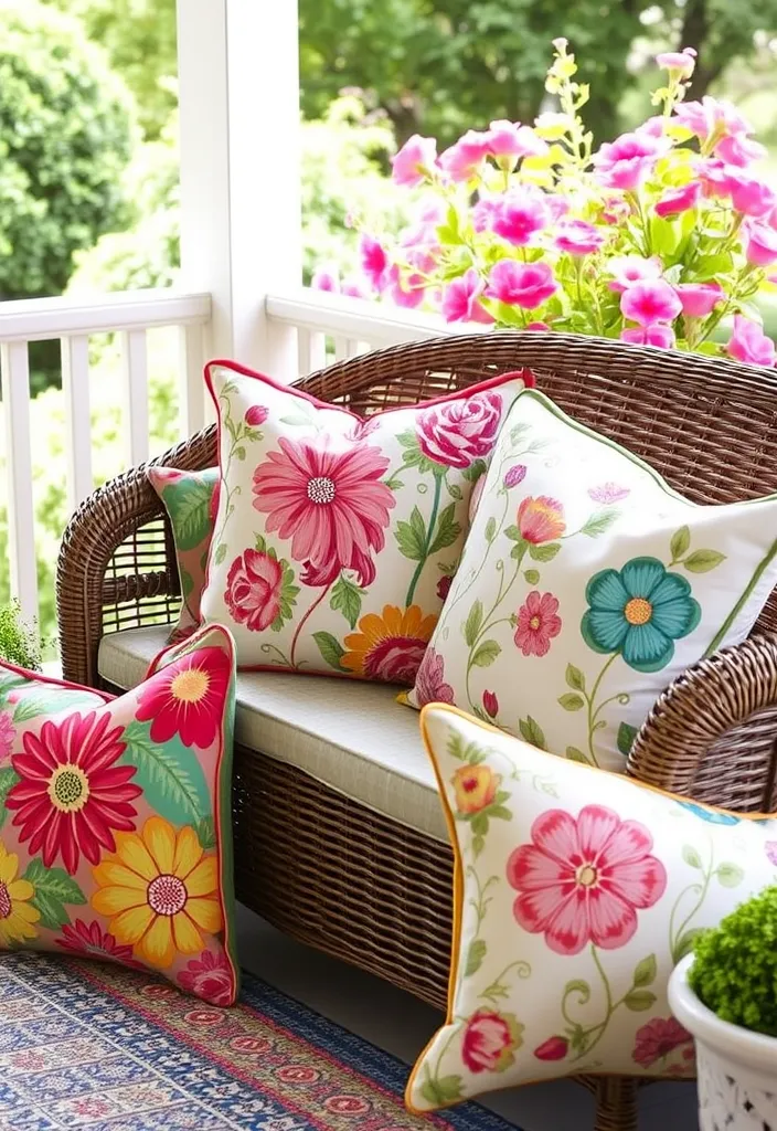 27 Charming Spring Front Porch Decor Ideas That'll Make Your Neighbors Green with Envy! - 9. Seasonal Throw Pillows