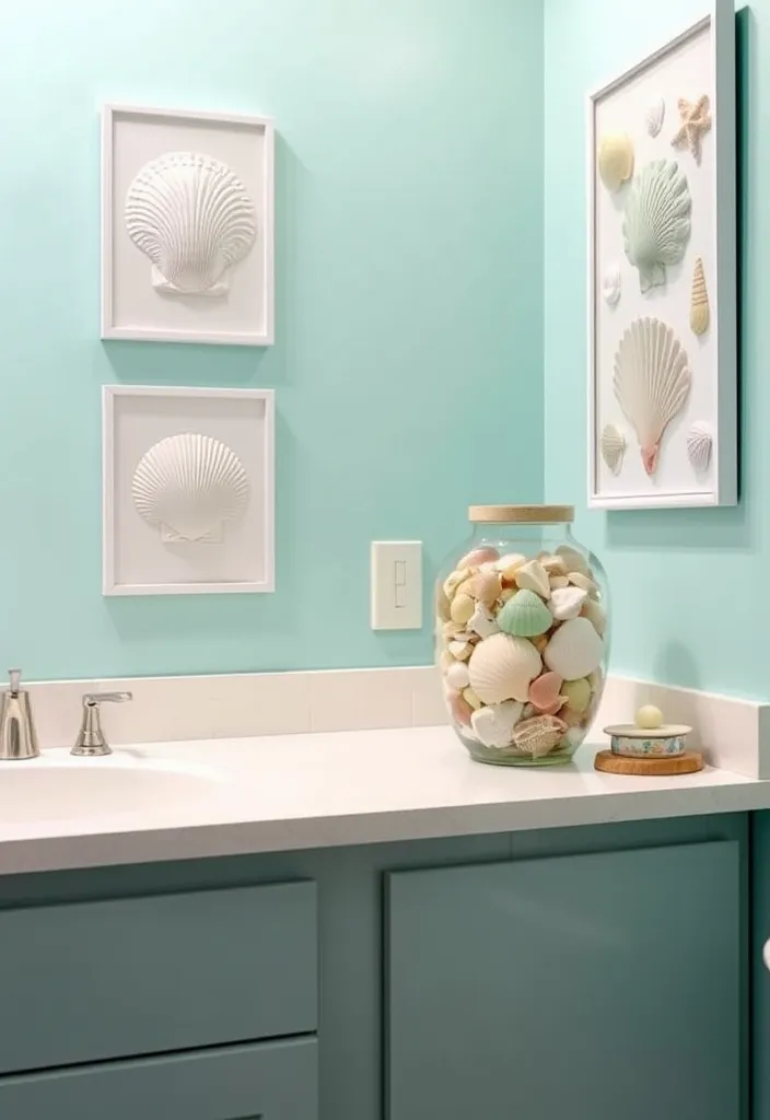 27 Coastal Bathroom Ideas That'll Make You Feel Like You're on Vacation Every Day! - 5. Shell Decor