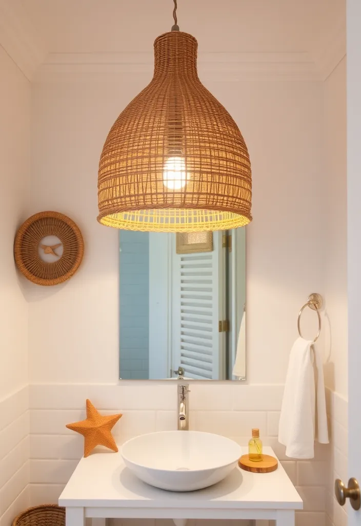 27 Coastal Bathroom Ideas That'll Make You Feel Like You're on Vacation Every Day! - 6. Beach-Inspired Lighting