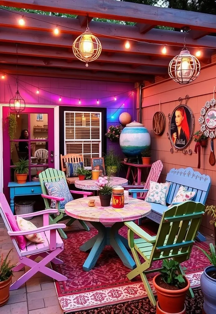 27 Covered Outdoor Patio Ideas You Must Try for Ultimate Relaxation! - 17. Artsy Patio with DIY Decor