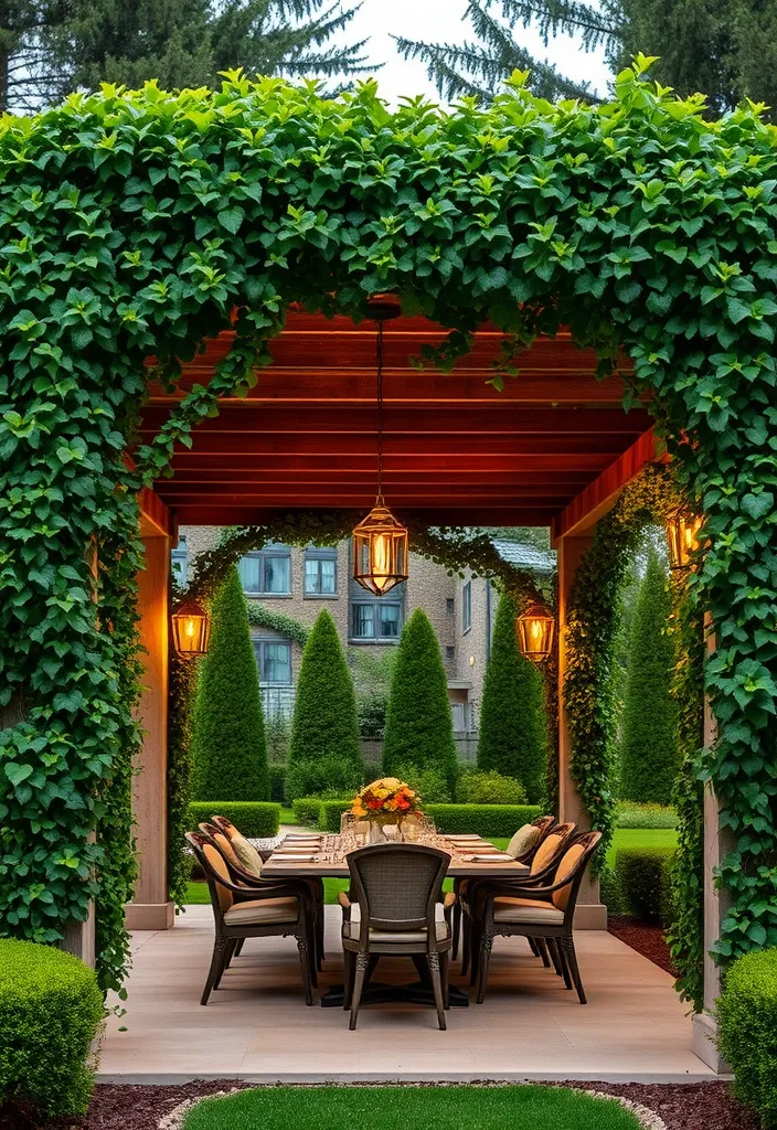 27 Covered Outdoor Patio Ideas You Must Try for Ultimate Relaxation! - 6. Elegant Pergola with Climbing Vines