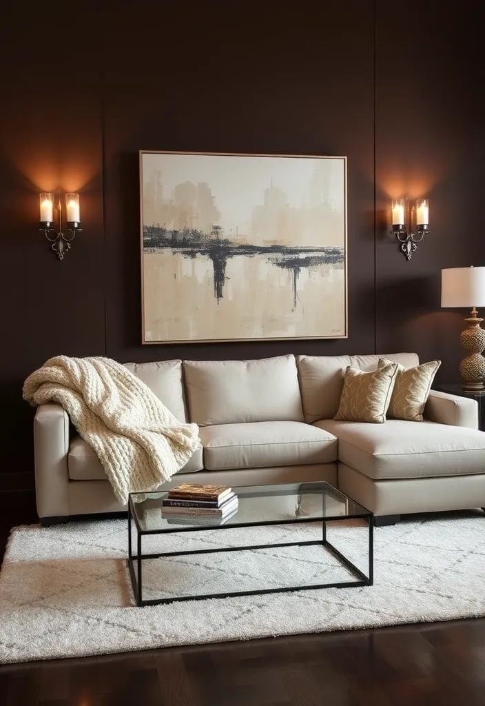 27 Dark Brown Living Room Ideas to Inspire You - 1. Cozy Chocolate Brown Walls