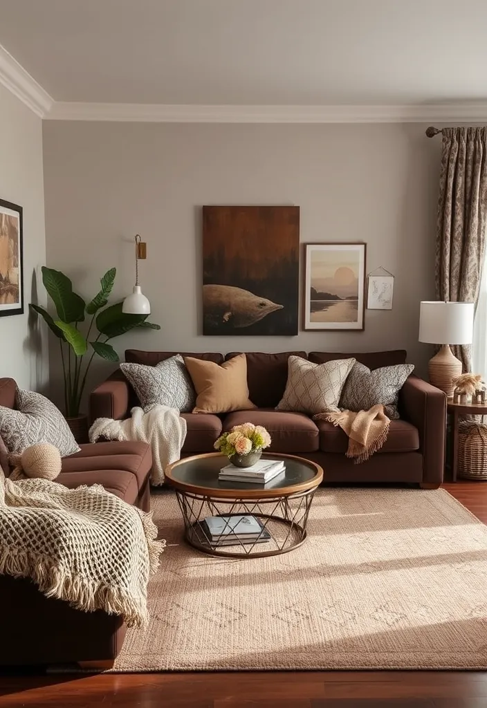 27 Dark Brown Living Room Ideas to Inspire You - 5. Layering Shades of Brown