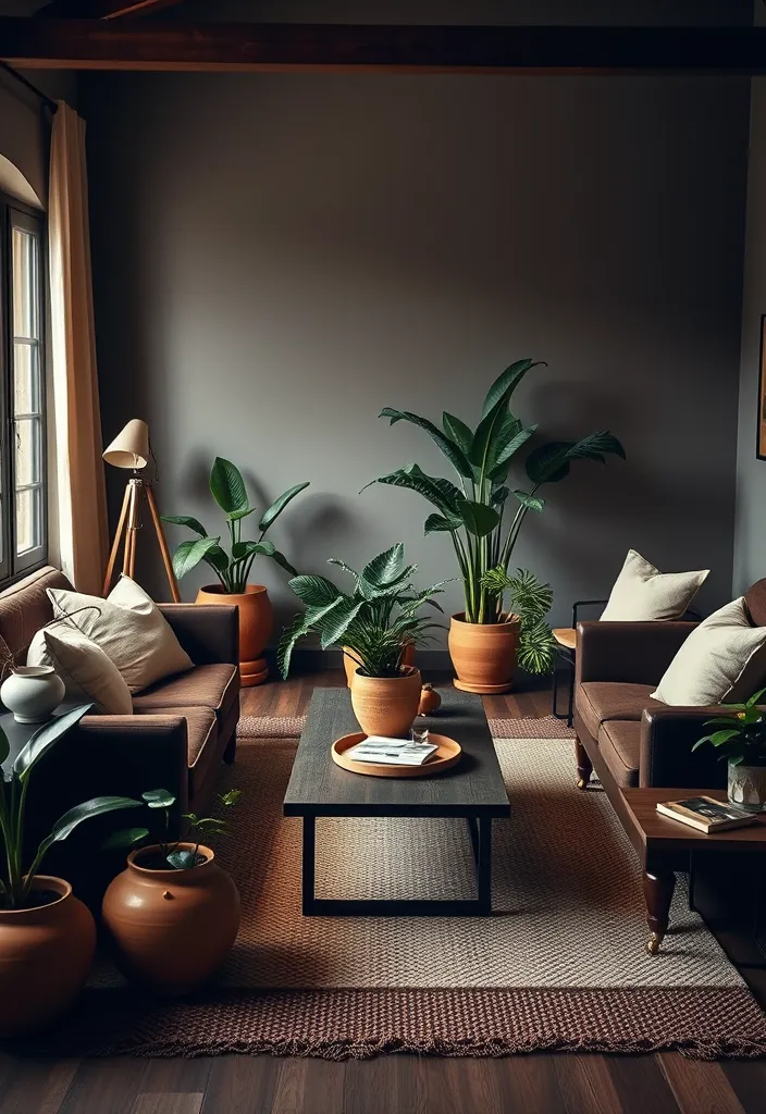 27 Dark Brown Living Room Ideas to Inspire You - 9. Dark Brown and Earthy Tones