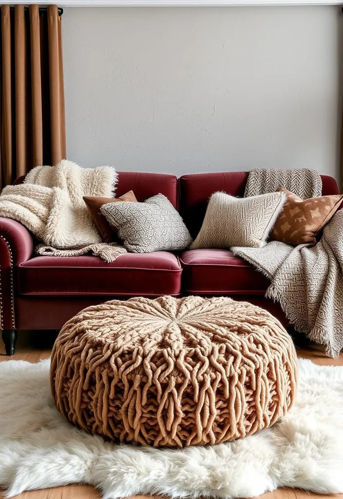 27 Dramatic Dark and Moody Living Room Ideas to Try - 6. Textured Fabrics