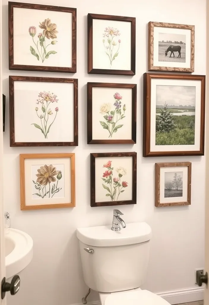 27 Farmhouse Bathroom Ideas to Freshen Up Your Space Like Never Before! - 12. Farmhouse-Themed Art