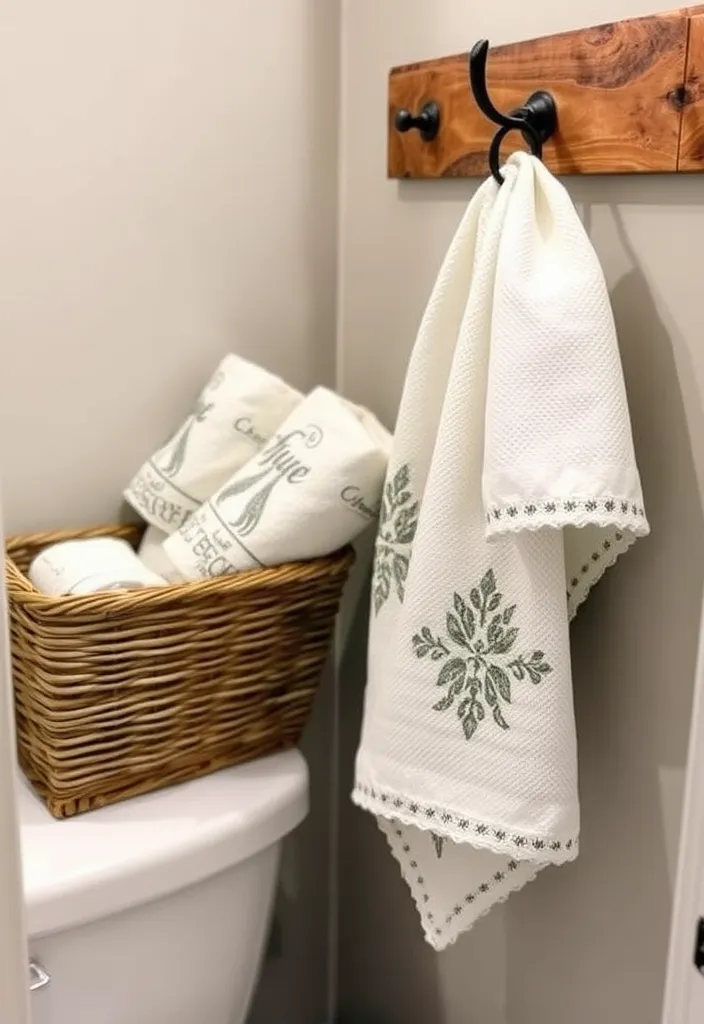 27 Farmhouse Bathroom Ideas to Freshen Up Your Space Like Never Before! - 19. Decorative Towels