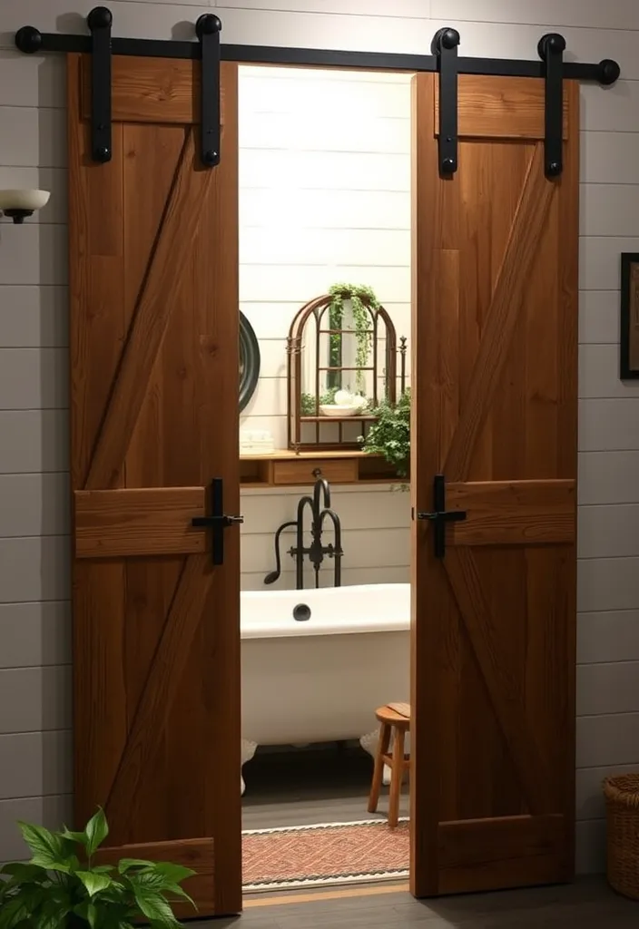 27 Farmhouse Bathroom Ideas to Freshen Up Your Space Like Never Before! - 3. Barn Doors