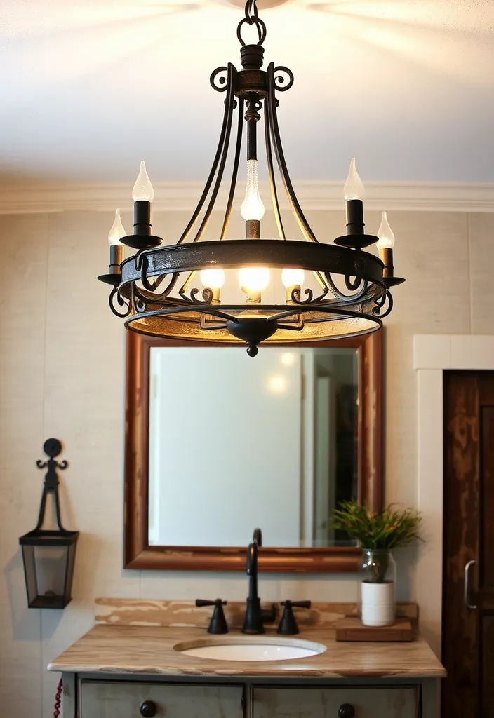 27 Farmhouse Bathroom Ideas to Freshen Up Your Space Like Never Before! - 8. Statement Lighting