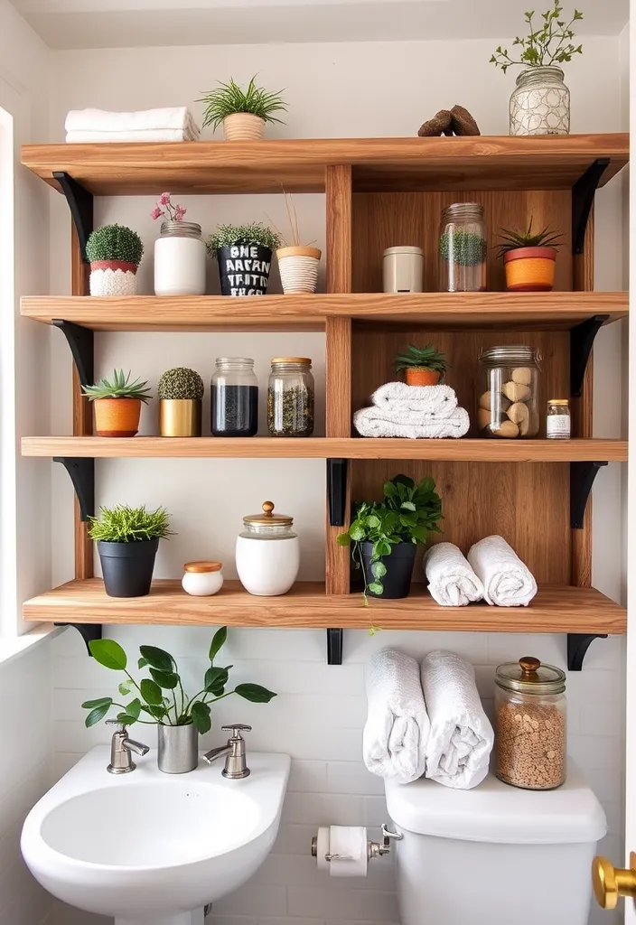 27 Farmhouse Bathroom Ideas to Freshen Up Your Space Like Never Before! - 9. Open Shelving