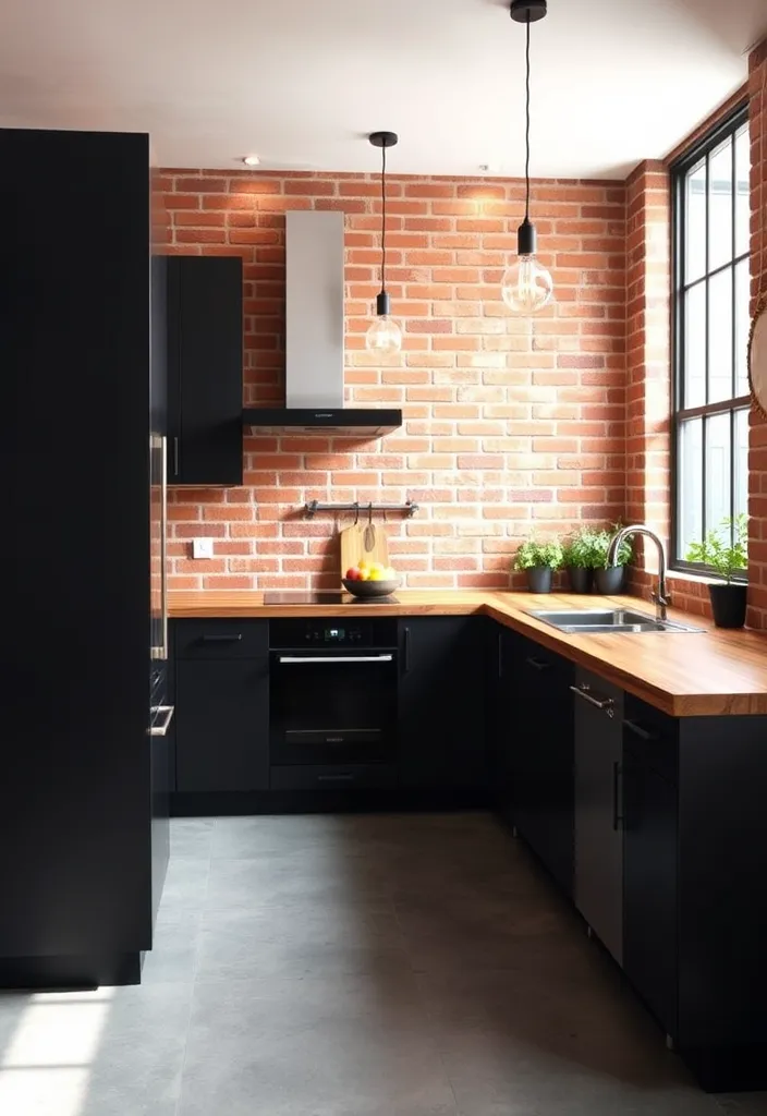 27 Ingenious Industrial Loft Kitchen Ideas for Small Spaces—You’ll Love #15! - 1. Exposed Brick Charm