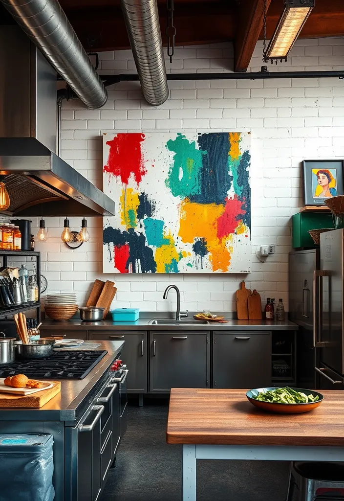 27 Ingenious Industrial Loft Kitchen Ideas for Small Spaces—You’ll Love #15! - 14. Artistic Flair