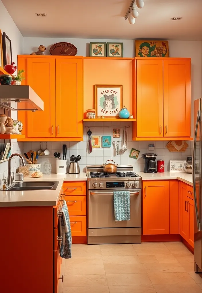 27 Kitchen Cabinet Colors That Will Transform Your Home (You Won't Believe #15!) - 14. Vibrant Orange: A Burst of Energy