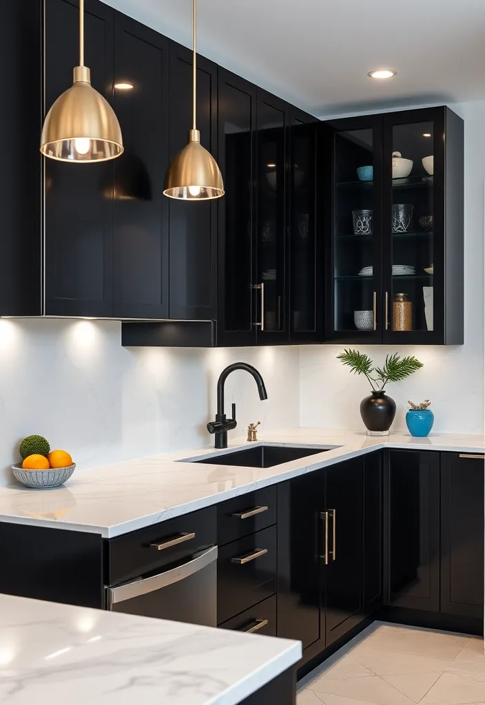 27 Kitchen Cabinet Colors That Will Transform Your Home (You Won't Believe #15!) - 15. Mysterious Black: The Unexpected Hero