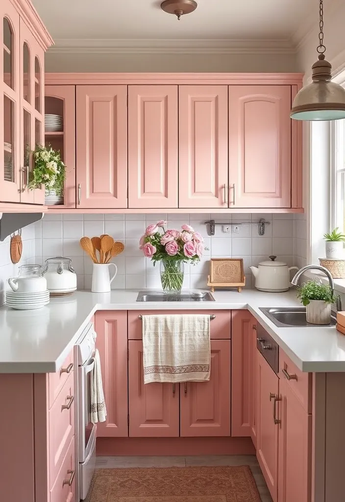 27 Kitchen Cabinet Colors That Will Transform Your Home (You Won't Believe #15!) - 17. Dusty Rose: Soft and Romantic