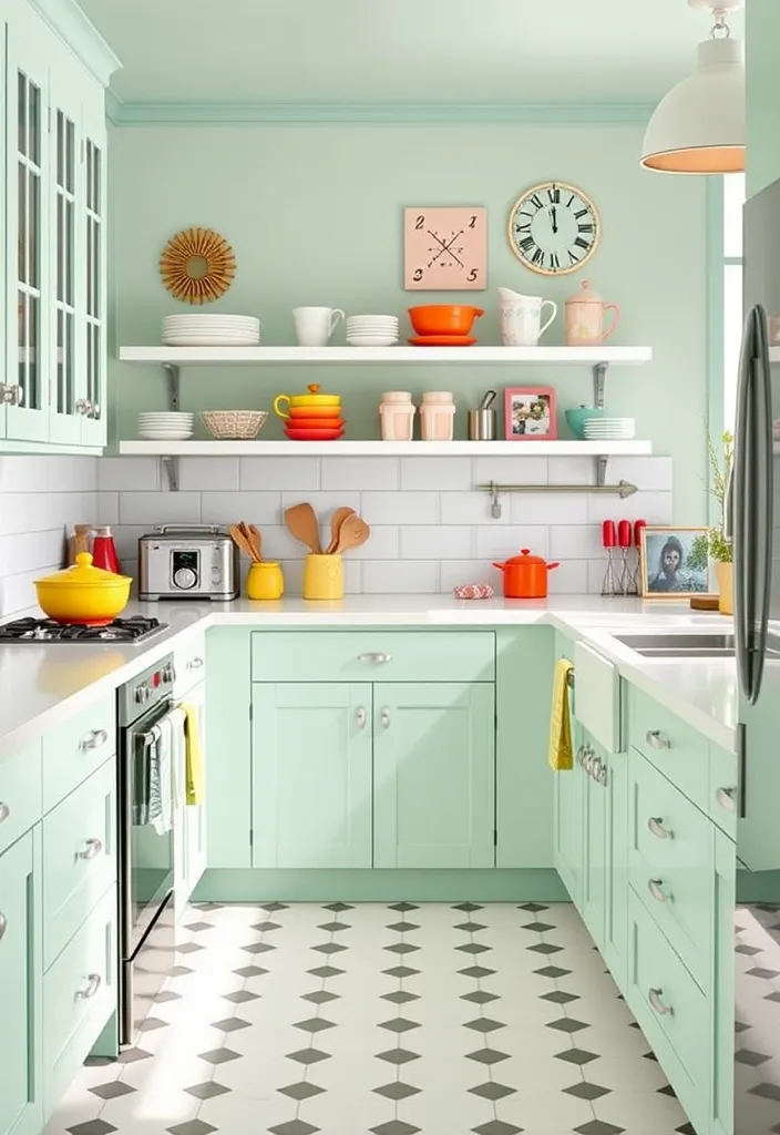 27 Kitchen Cabinet Colors That Will Transform Your Home (You Won't Believe #15!) - 20. Mint Green: Refreshing and Fun