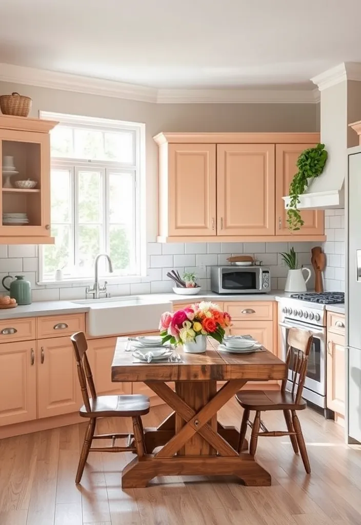 27 Kitchen Cabinet Colors That Will Transform Your Home (You Won't Believe #15!) - 6. Soft Peach: Warm and Inviting