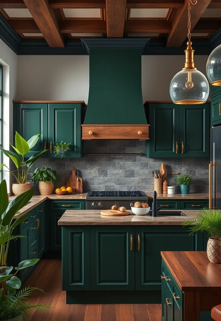 27 Kitchen Cabinet Colors That Will Transform Your Home (You Won't Believe #15!) - 7. Deep Forest Green: Nature's Touch