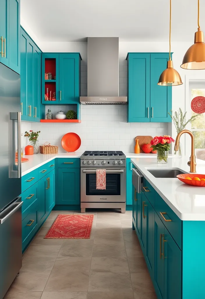 27 Kitchen Cabinet Colors That Will Transform Your Home (You Won't Believe #15!) - 9. Cool Teal: A Refreshing Twist