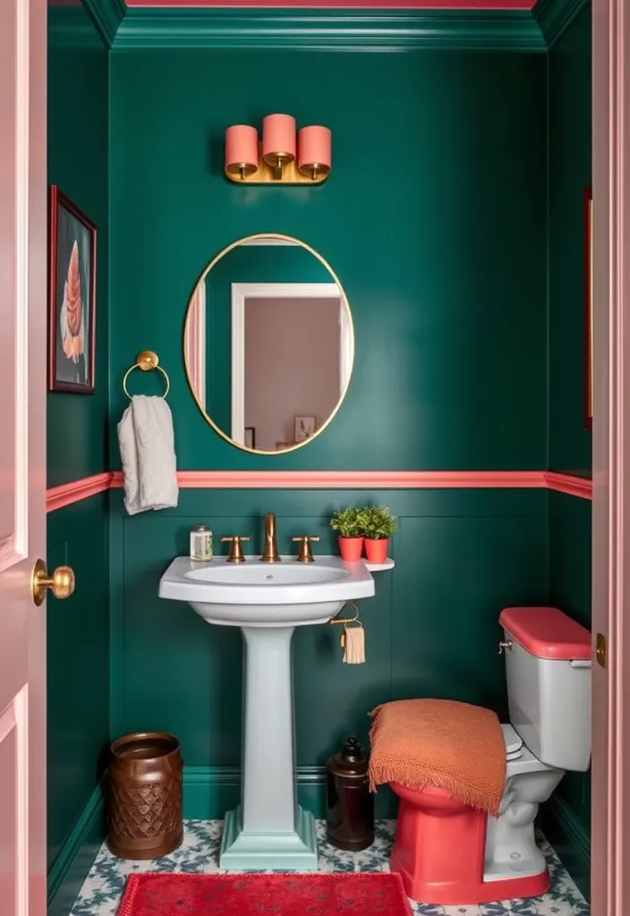 27 Must-See Powder Room Decor Ideas for a Chic Refresh (You Won't Believe #15!) - 12. Bold Color Palettes