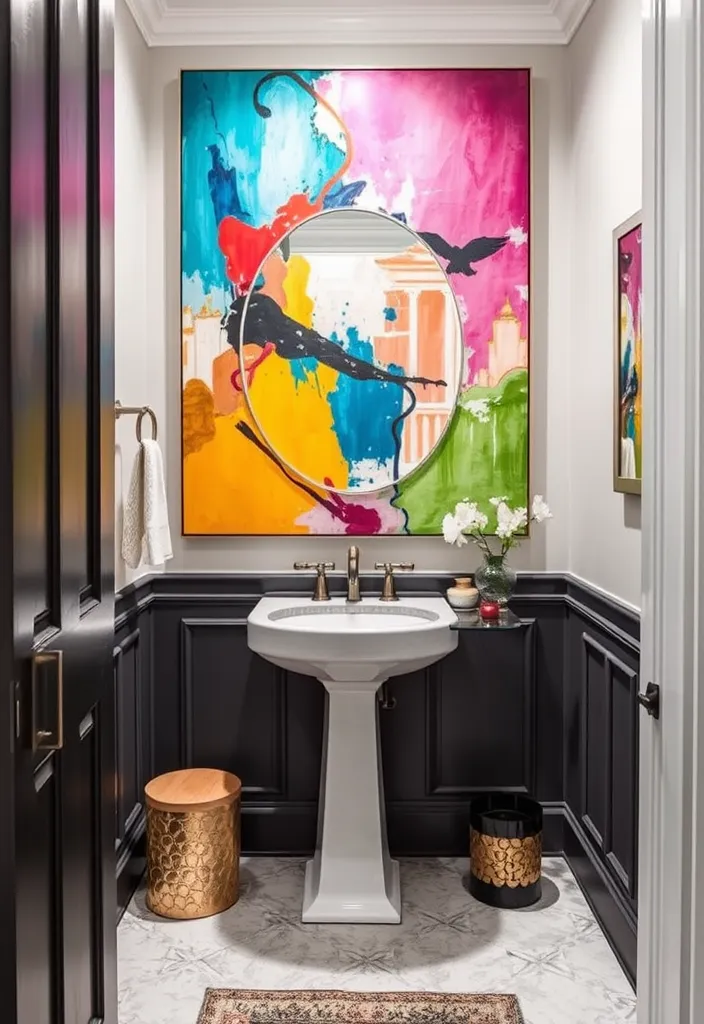 27 Must-See Powder Room Decor Ideas for a Chic Refresh (You Won't Believe #15!) - 15. Unexpected Artwork