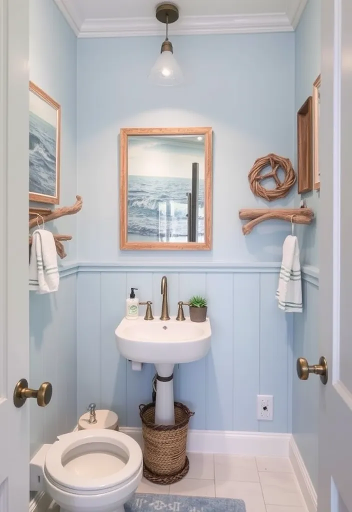 27 Must-See Powder Room Decor Ideas for a Chic Refresh (You Won't Believe #15!) - 20. Coastal Vibes