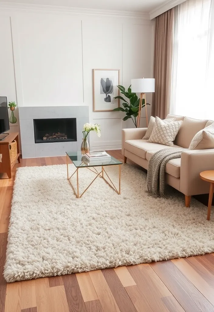 27 Neutral Living Room Ideas for Chic Coziness - 14. Soft Area Rugs