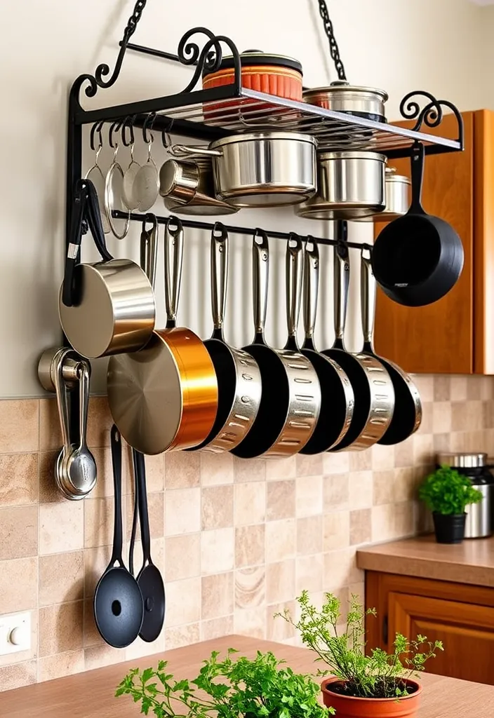 27 Small Kitchen Storage Ideas to Maximize Space (You'll Wish You Knew Sooner!) - 2. Hooks and Racks for Pot and Pan Storage