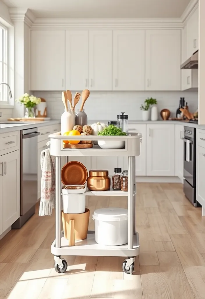 27 Small Kitchen Storage Ideas to Maximize Space (You'll Wish You Knew Sooner!) - 27. Consider a Rolling Storage Cart