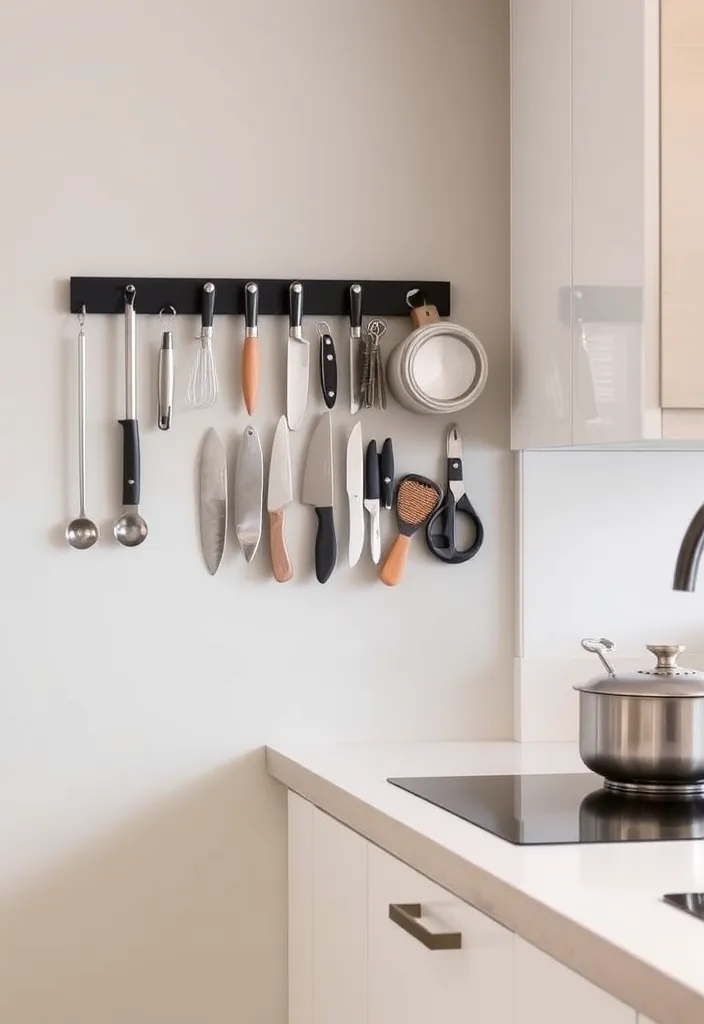 27 Small Kitchen Storage Ideas to Maximize Space (You'll Wish You Knew Sooner!) - 5. Magnetic Strips for Utensil Storage