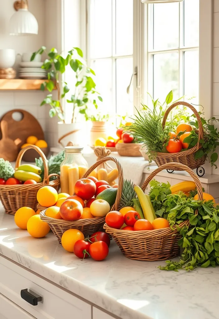 27 Small Kitchen Storage Ideas to Maximize Space (You'll Wish You Knew Sooner!) - 6. Decorative Baskets for Aesthetic Storage