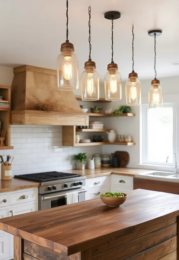 27 Unique Pendant Lighting Ideas to Elevate Your Kitchen - 12. Upcycled and Repurposed Fixtures