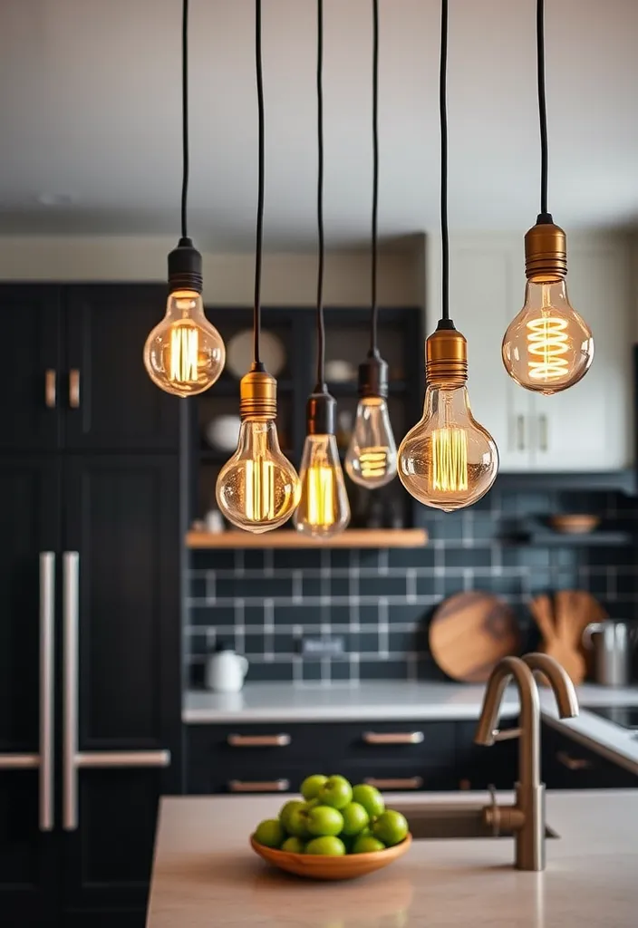 27 Unique Pendant Lighting Ideas to Elevate Your Kitchen - 15. Artistic Light Bulbs